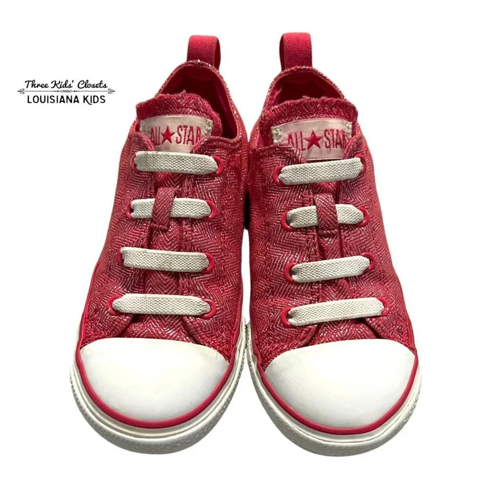 Converse All-Star Sz 10 Pink Metallic Slip On Sneakers